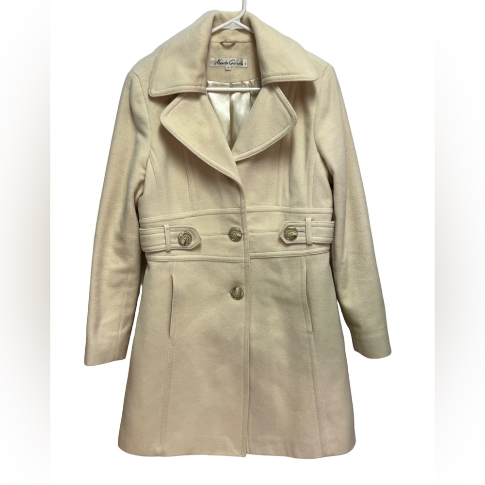 Kenneth Cole Cream Wool Trench Coat women’s 12